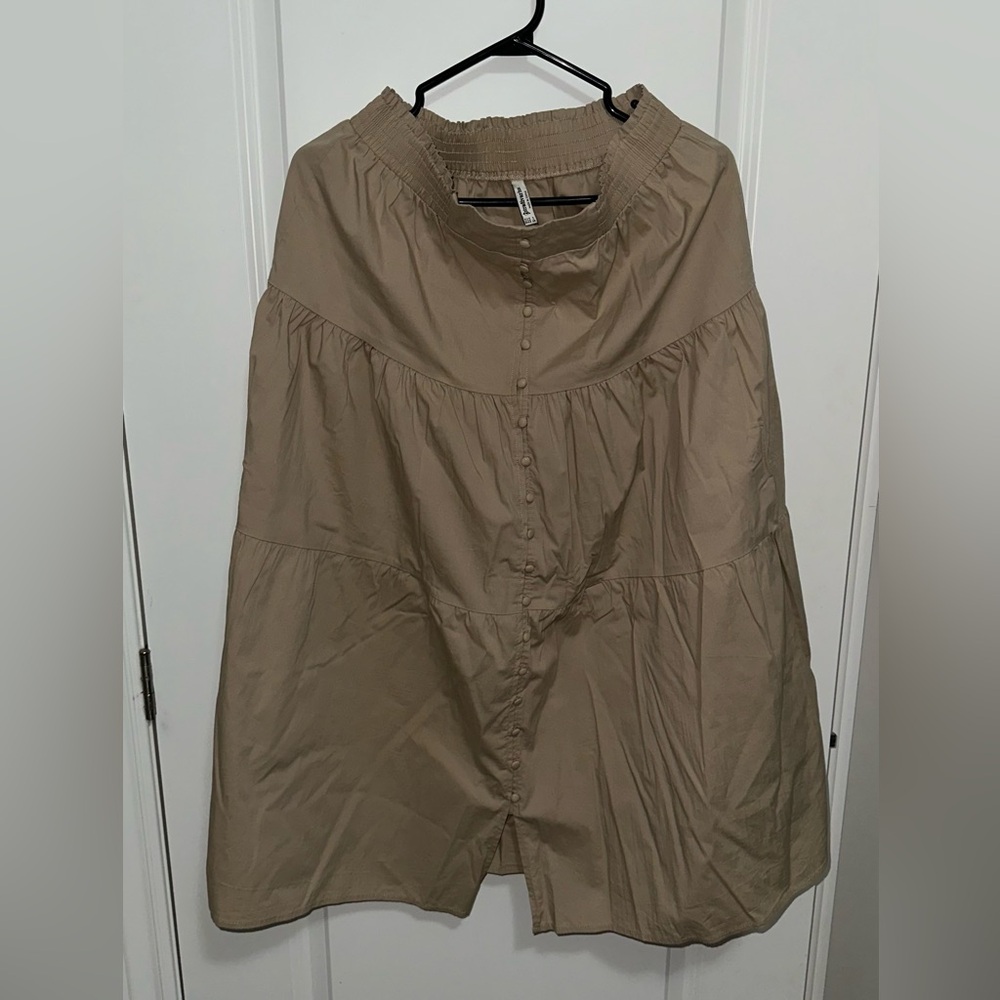 Stradivarius Tan Elastic Waistband Skirt